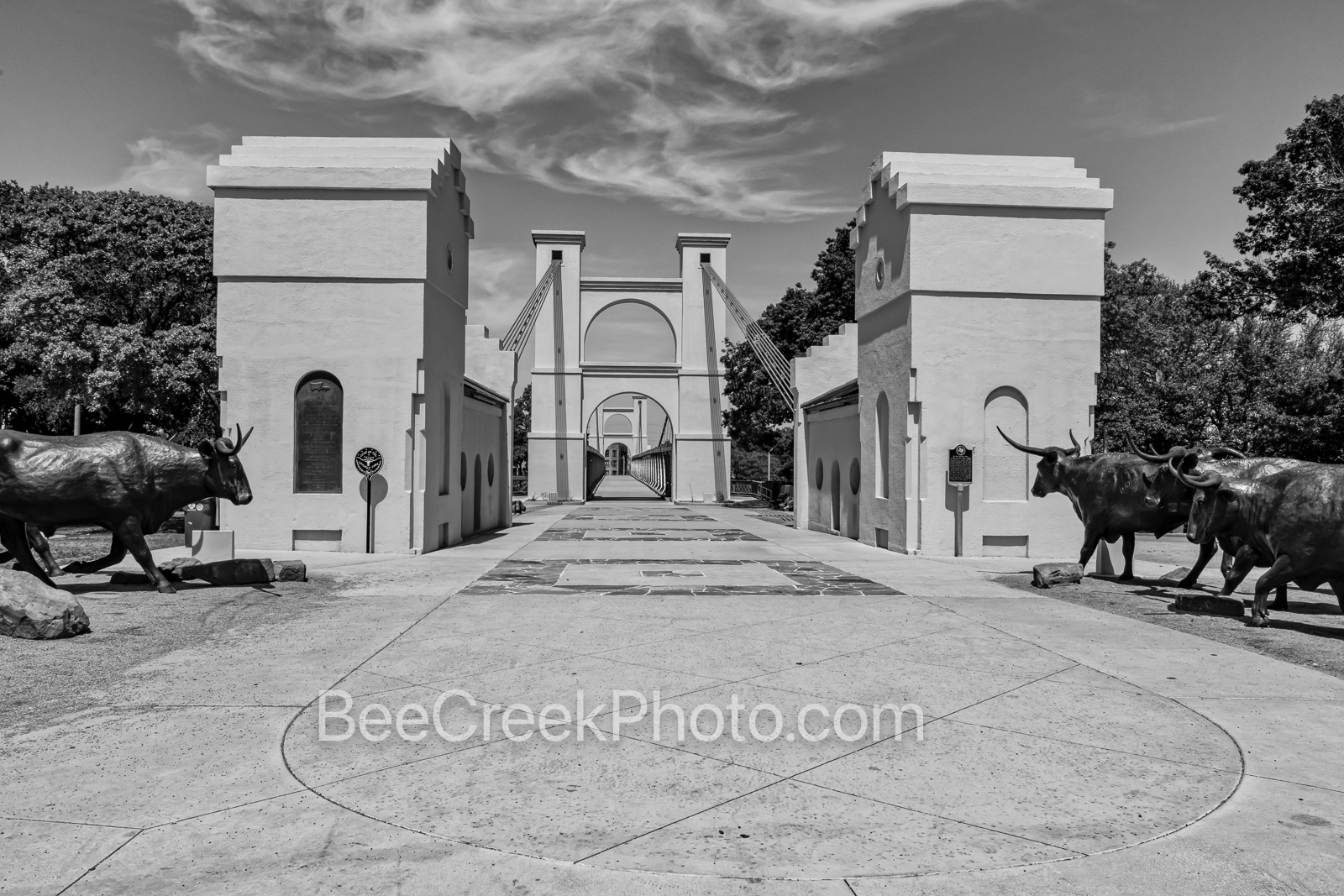 Historic Waco Suspension Bridge BW