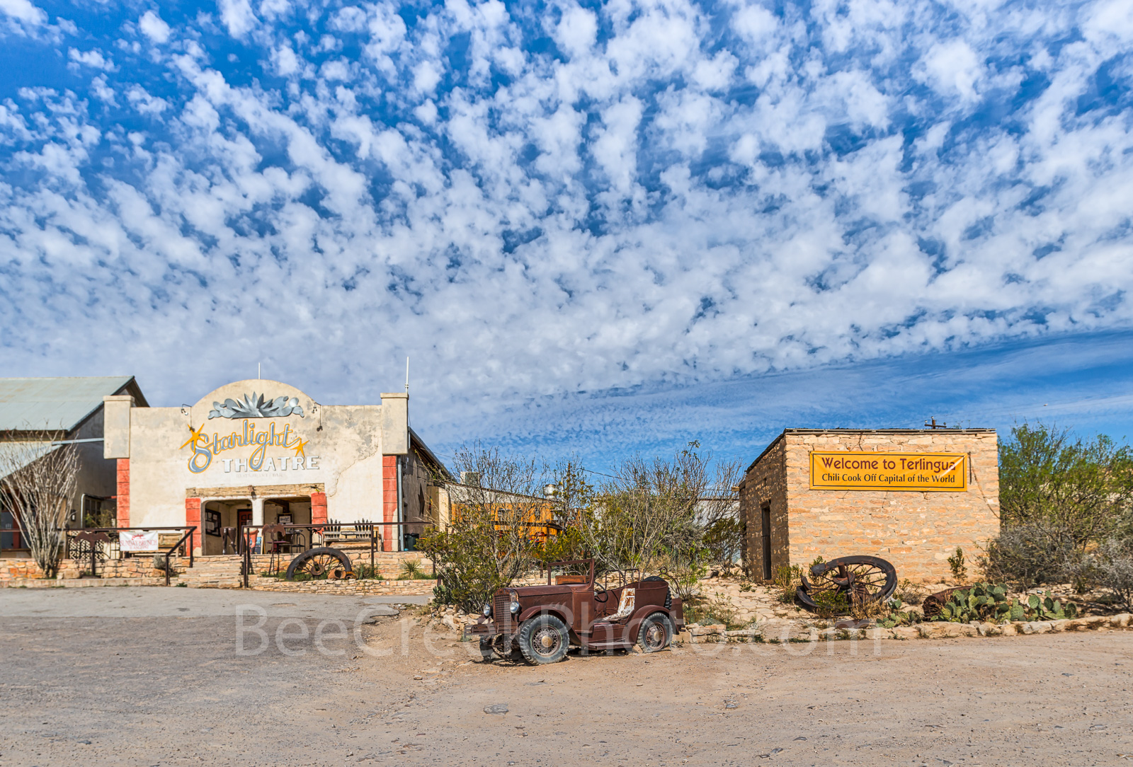 The Starlight Theatre Terlingua -&nbsp; &nbsp;Another capture of the Starlight Theater and the outhouse with this old jeep and...